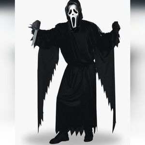 Kids Black Ghost Mask and Hooded Robe Halloween Costume